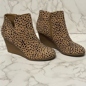 Leopard Print Wedge Ankle Boots